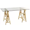 Bureau ajustable en verre et acier MITON (150x80 cm) (Transparent, doré)