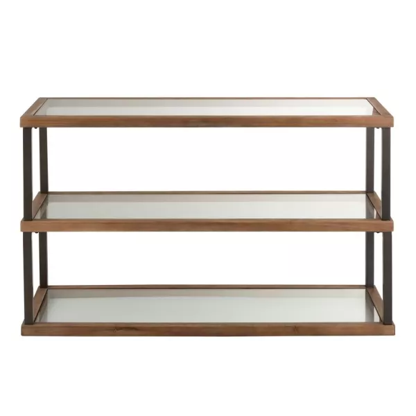 Console 3 étagères en verre et bois PRIGON (132x46 cm) (Marron)