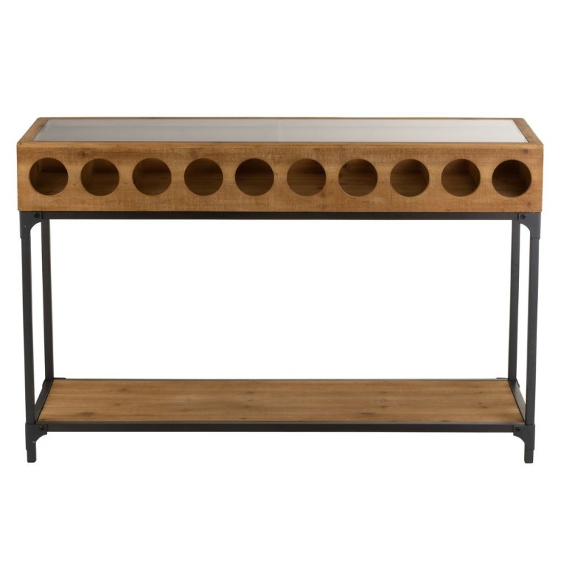 Console pour bouteilles en bois CABIN (120x38 cm) (Naturel, noir)