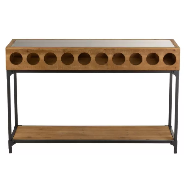 Console pour bouteilles en bois CABIN (120x38 cm) (Naturel, noir)