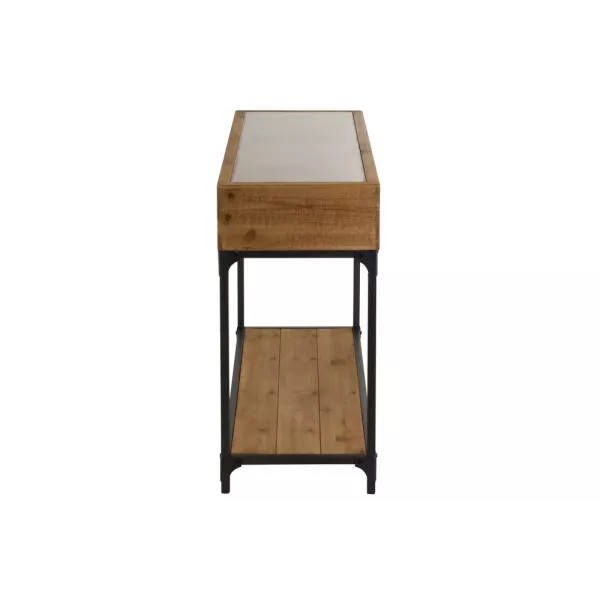 Console pour bouteilles en bois CABIN (120x38 cm) (Naturel, noir)