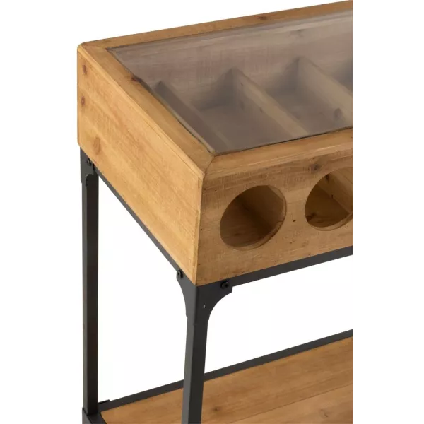 Console pour bouteilles en bois CABIN (120x38 cm) (Naturel, noir)