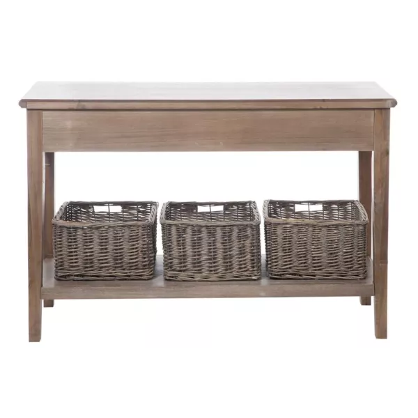 Console 2 tiroirs 3 paniers en bois JABIN (120x40 cm) (Naturel)