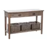 Console 2 tiroirs 3 paniers en bois JABIN (120x40 cm) (Naturel)