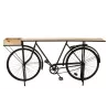 Console vélo en métal et bois de manguier JANBA (185x36 cm) (Noir - Naturel)