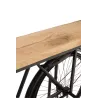 Console vélo en métal et bois de manguier JANBA (185x36 cm) (Noir - Naturel)