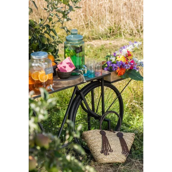 Console vélo en métal et bois de manguier JANBA (185x36 cm) (Noir - Naturel)