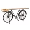 Console vélo en métal et bois de manguier JANBA (185x36 cm) (Noir - Naturel)