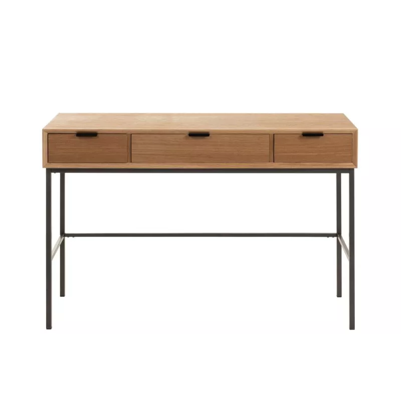 Console 3 tiroirs en bois et métal JANY (120x41 cm) (Naturel)