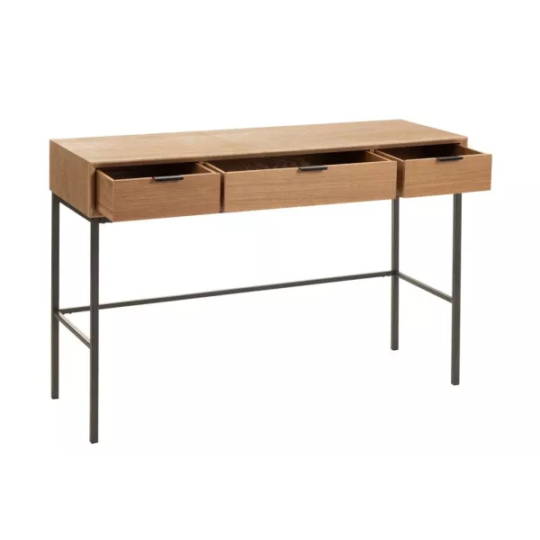 Console 3 tiroirs en bois et métal JANY (120x41 cm) (Naturel)