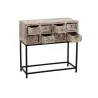 Console 8 tiroirs en bois recyclé et métal GINGOU (75x34 cm) (Blanc vieilli, noir)