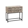 Console 8 tiroirs en bois recyclé et métal GINGOU (75x34 cm) (Blanc vieilli, noir)