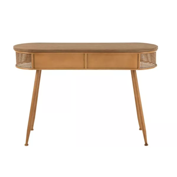 Console 2 tiroirs en bois et rotin PIXOL (120,5x40,5 cm) (Marron)