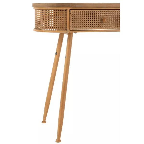 Console 2 tiroirs en bois et rotin PIXOL (120,5x40,5 cm) (Marron)