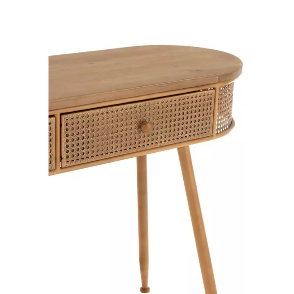 Console 2 tiroirs en bois et rotin PIXOL (120,5x40,5 cm) (Marron)