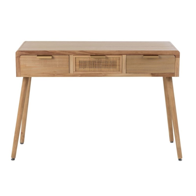 Console 3 tiroirs en bois et rotin PAWAL (117,5x40,5 cm) (Naturel)