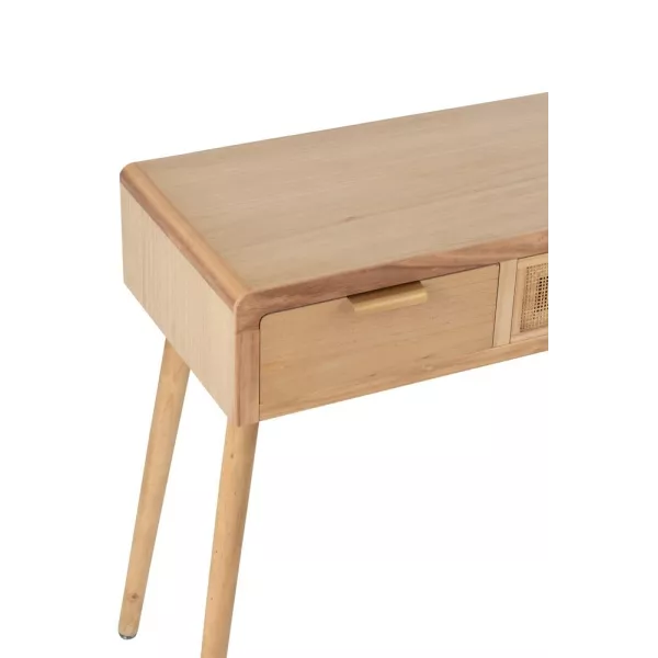 Console 3 tiroirs en bois et rotin PAWAL (117,5x40,5 cm) (Naturel)