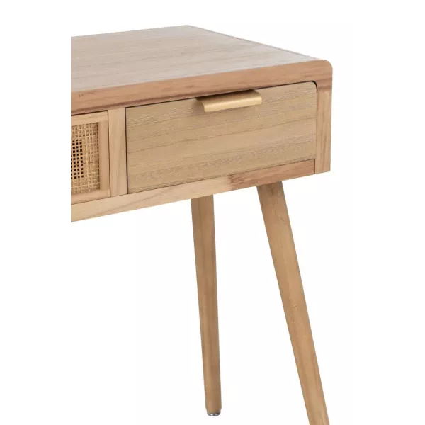 Console 3 tiroirs en bois et rotin PAWAL (117,5x40,5 cm) (Naturel)