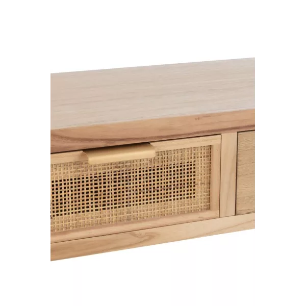 Console 3 tiroirs en bois et rotin PAWAL (117,5x40,5 cm) (Naturel)