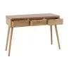 Console 3 tiroirs en bois et rotin PAWAL (117,5x40,5 cm) (Naturel)