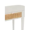 Console 2 tiroirs en bois exotique et rotin MIBOU (120x40 cm) (Blanc, Naturel)