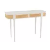 Console 2 tiroirs en bois exotique et rotin MIBOU (120x40 cm) (Blanc, Naturel)