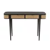 Console 2 tiroires en bois exotique et rotin MIAFIN (120x40 cm) (Noir, naturel)