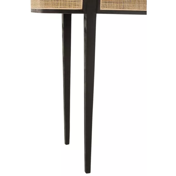 Console 2 tiroires en bois exotique et rotin MIAFIN (120x40 cm) (Noir, naturel)