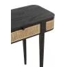 Console 2 tiroires en bois exotique et rotin MIAFIN (120x40 cm) (Noir, naturel)