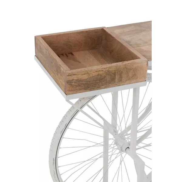 Console vélo en métal et bois de manguier PIRON (185x36 cm) (Blanc, Naturel)