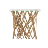 Console en verre et bois de teck ZAKA (100x40 cm) (Naturel)