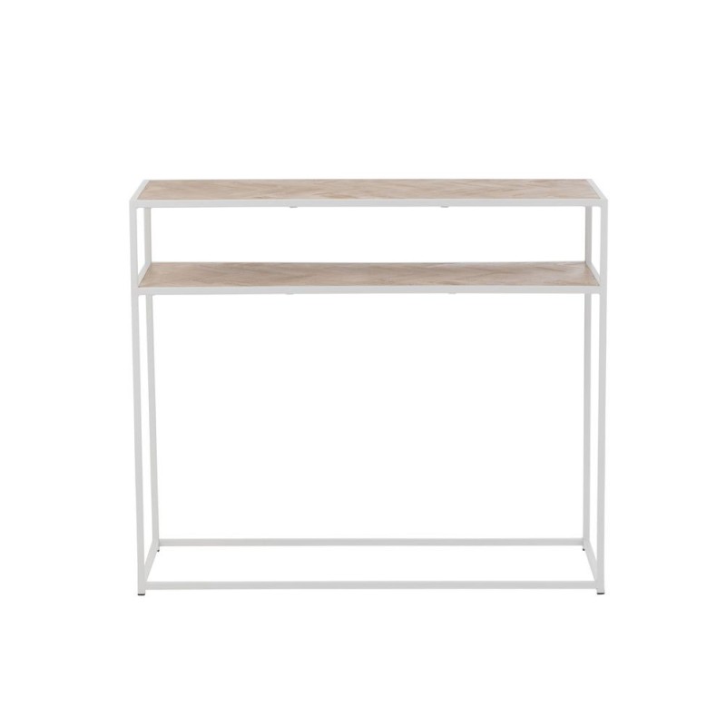 Console 2 étagères en bois et métal PAGON (100x35 cm) (Blanc, Naturel)