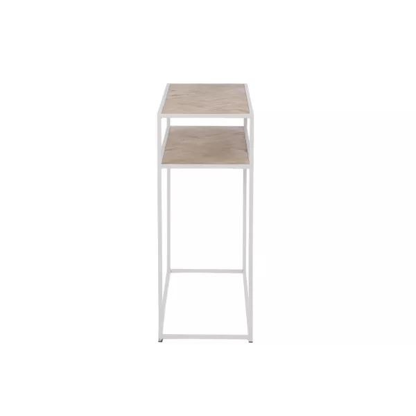 Console 2 étagères en bois et métal PAGON (100x35 cm) (Blanc, Naturel)