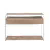 Console 2 étagères 2 tiroirs en bois et métal PAGON (120x40 cm) (Blanc, Naturel)