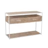 Console 2 étagères 2 tiroirs en bois et métal PAGON (120x40 cm) (Blanc, Naturel)