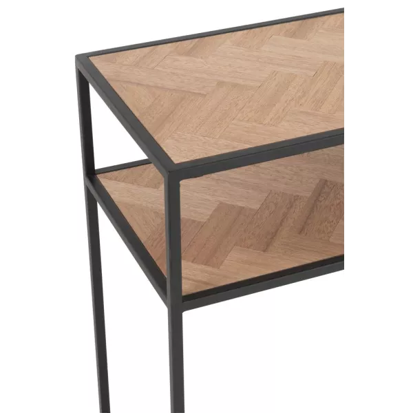 Console 2 étagères en bois et métal PAGON (100x35 cm) (Noir, naturel)