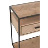 Console 2 étagères 2 tiroirs en bois et métal PAGON (120x40 cm) (Noir, naturel)