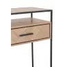 Console 2 étagères 2 tiroirs en bois et métal PAGON (120x40 cm) (Noir, naturel)