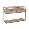 Console 2 étagères 2 tiroirs en bois et métal PAGON (120x40 cm) (Noir, naturel)