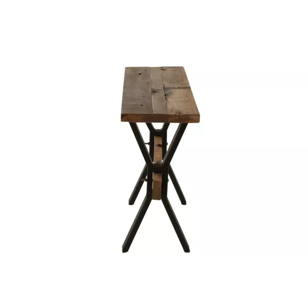 Console en bois vieilli MANTO (120x35 cm) (Marron, noir)