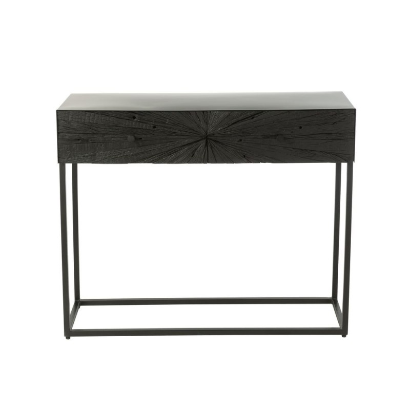 Console 2 tiroirs en bois et métal ROZA (100x33 cm) (Noir)