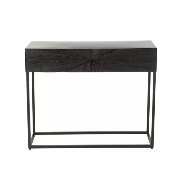 Console 2 tiroirs en bois et métal ROZA (100x33 cm) (Noir)