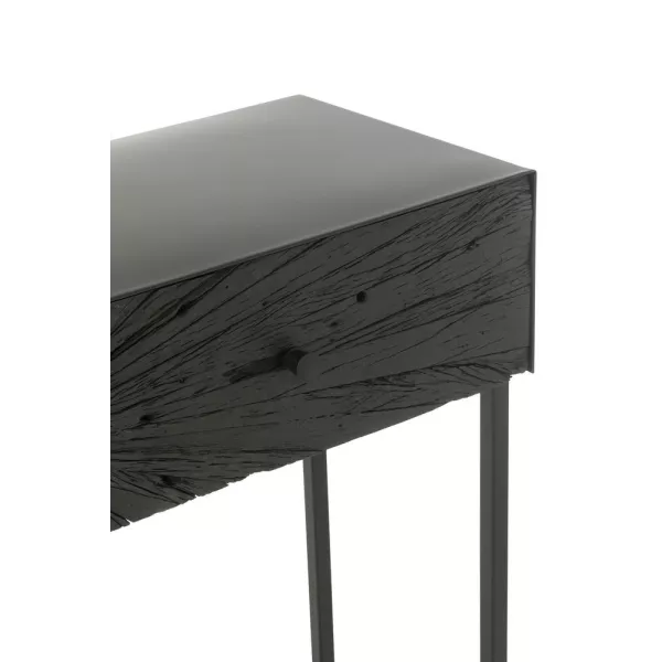 Console 2 tiroirs en bois et métal ROZA (100x33 cm) (Noir)