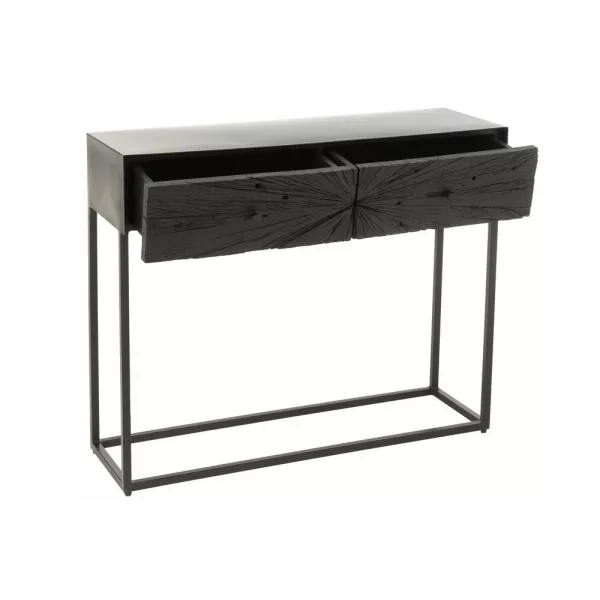 Console 2 tiroirs en bois et métal ROZA (100x33 cm) (Noir)