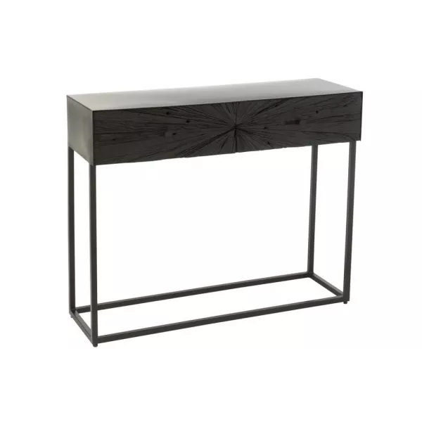 Console 2 tiroirs en bois et métal ROZA (100x33 cm) (Noir)