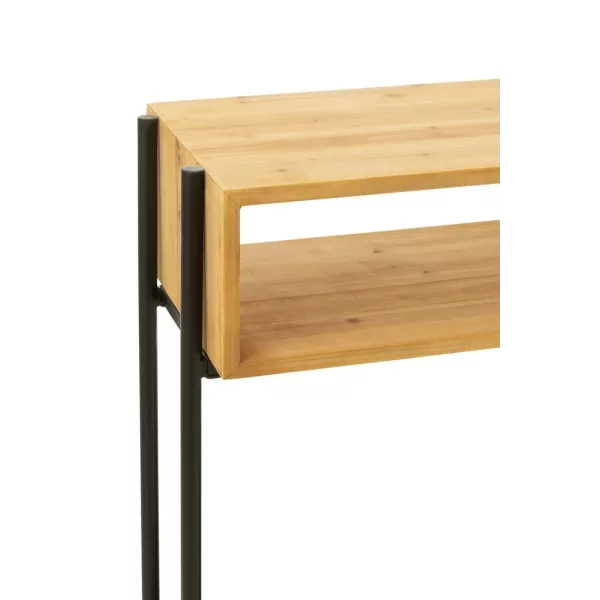 Console rectangulaire en bois de sapin et métal TANGA (120x30 cm) (Noir, naturel)