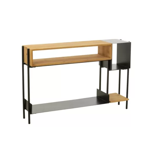 Console rectangulaire en bois de sapin et métal TANGA (120x30 cm) (Noir, naturel)