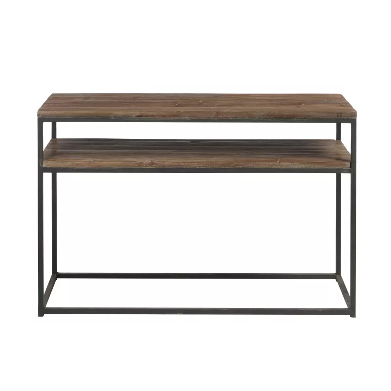 Console 2 étagères en bois et métal MONTOR (120x40 cm) (Marron, noir)