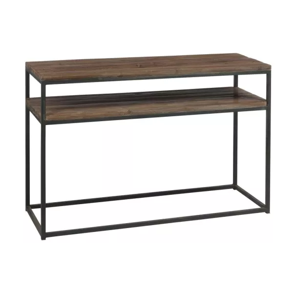 Console 2 étagères en bois et métal MONTOR (120x40 cm) (Marron, noir)