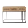 Console 3 tiroirs en bois de manguier et rotin MAZINE (120x42 cm) (Naturel, noir)